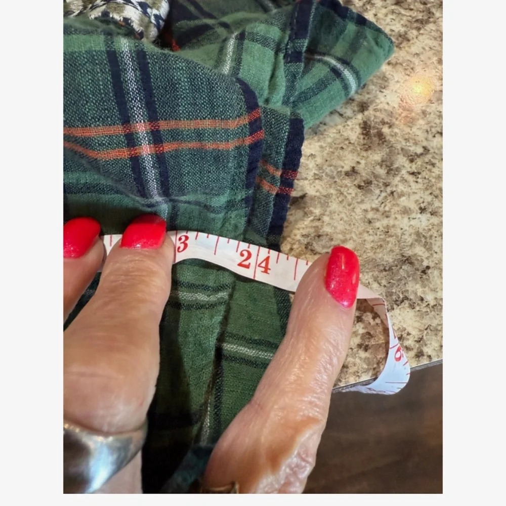 J. Crew Green Plaid Blouse with White Accents
